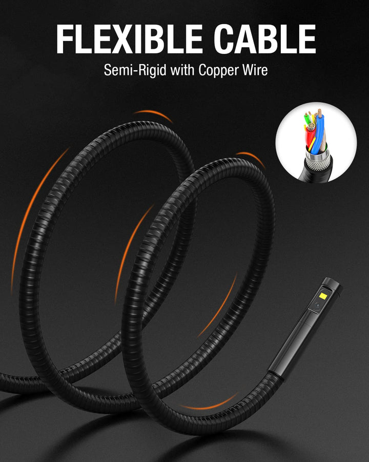 Inspection Camera, Dual Lens Endoscope Camera with Light 5 IPS Screen Digital Industrial Borescope,1080P Endoscope Waterproof Flexible Probe Borescope Camera with Light(16.5FT)