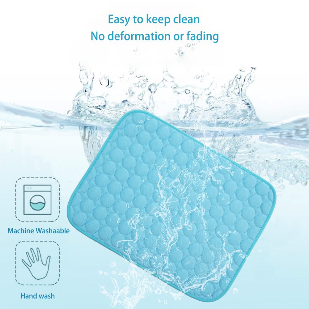 Summer Cooling Mat & Sleeping Pad- Water Absorption Top, Materials Safe, Easy Carry, EZ Clean. Keep Cooling for Pets, Kids and Adults.(Blue, 40 x 28)