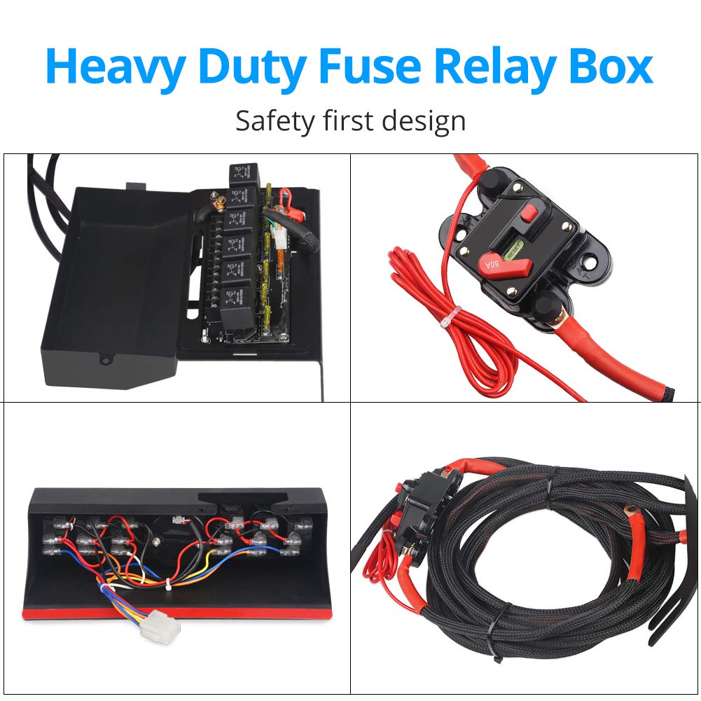 6-Switch Pod Toggle Switch Panel Overhead and Source Control System Box Wiring Harness Kit with 12 Switch Covers & a Switch Clip Remover Compatible with Jeep Wrangle (Red)