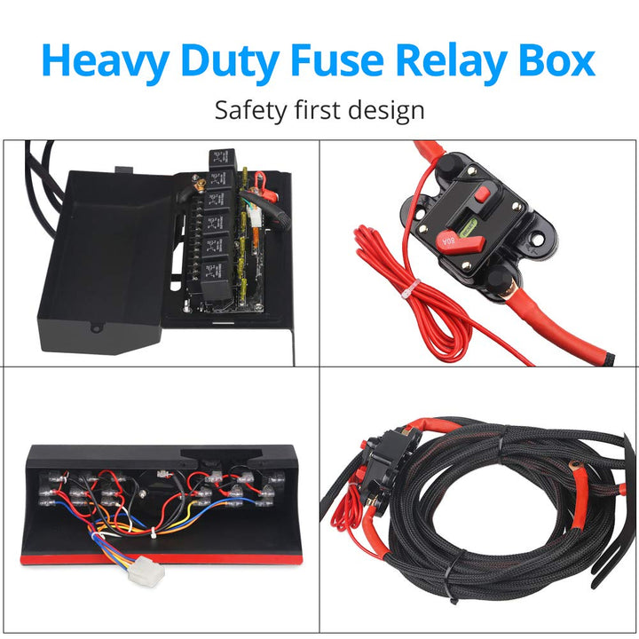 6-Switch Pod Toggle Switch Panel Overhead and Source Control System Box Wiring Harness Kit with 12 Switch Covers & a Switch Clip Remover Compatible with Jeep Wrangle (Red)