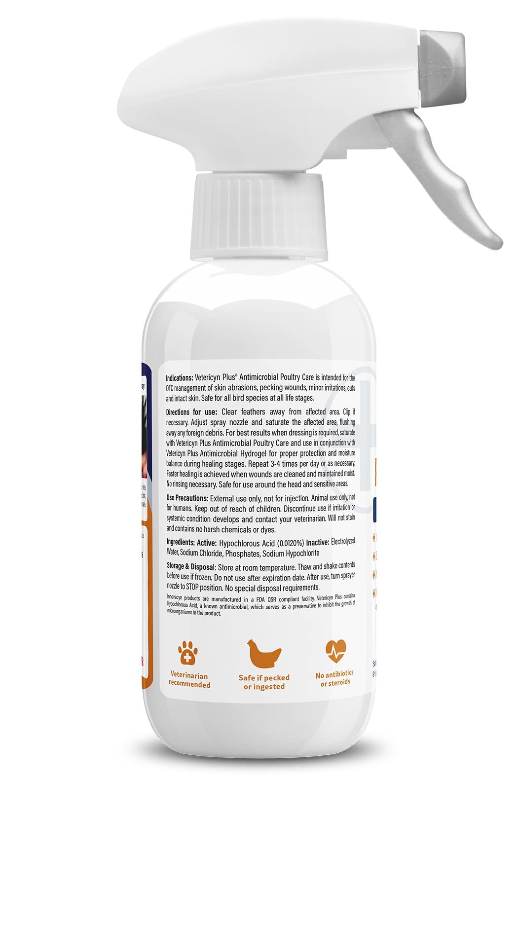 Plus Poultry Care Spray | Healing Aid and Skin Repair for Chicken Wounds, Pecking Injuries, Bumblefoot, Vent Prolapses, and More. 8 ounces