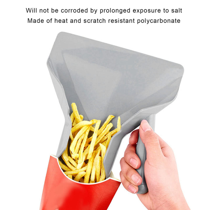 French Fry Scoop, Stainless Steel Open Mouth Scoop with Non Slip Straight Handle for Snacks, Desserts, Ice Cream, Dry Goods