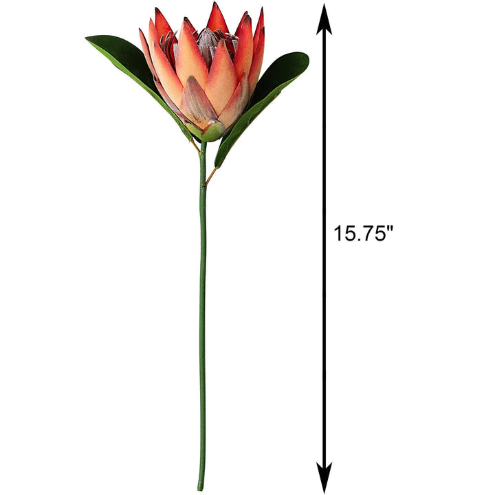 Artificial Protea Cynaroides for Flower Arrangements, Faux Protea for Table Decoration Centerpieces, 3 Pieces Silk Protea Bouquet for Wedding (3, Orange)