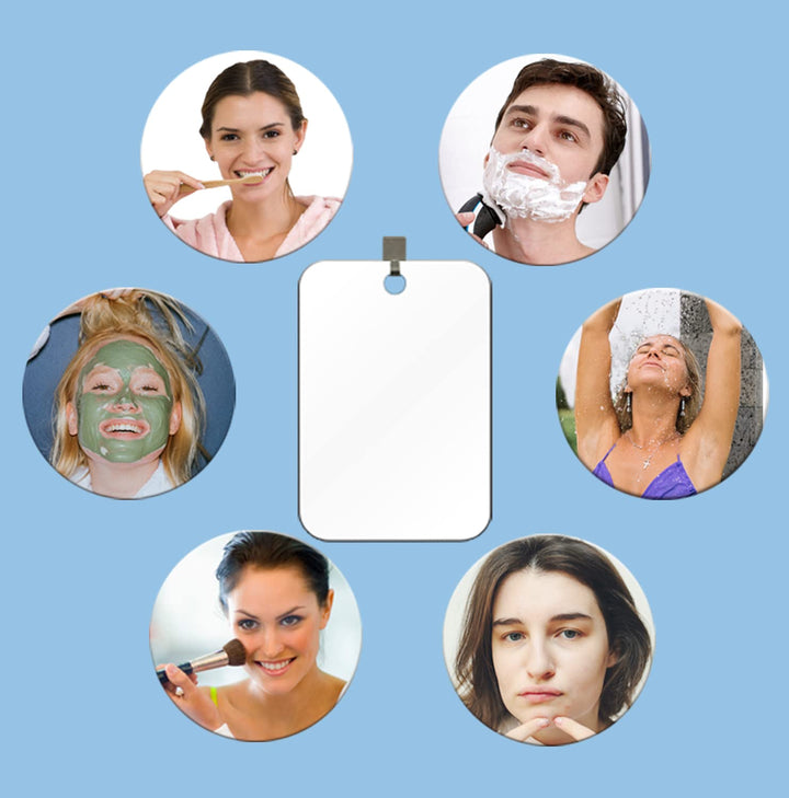 Large Fogless Shower Mirror, Anti-Fog Shower Mirror (11”X7.8 ”), Fog-Free Travel Shave Mirror, Shatterproof Shaving Mirror, Wall Hanging Mirror, Portable Makeup Mirror