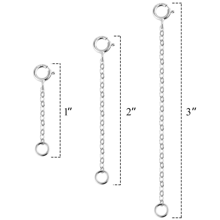 Neckalce Extenders White Gold Plated 925 Sterling Silver Chian Extension Necklace Bracelet Anklet Extenders Jewelry for Crfat(1 2 3 inch)