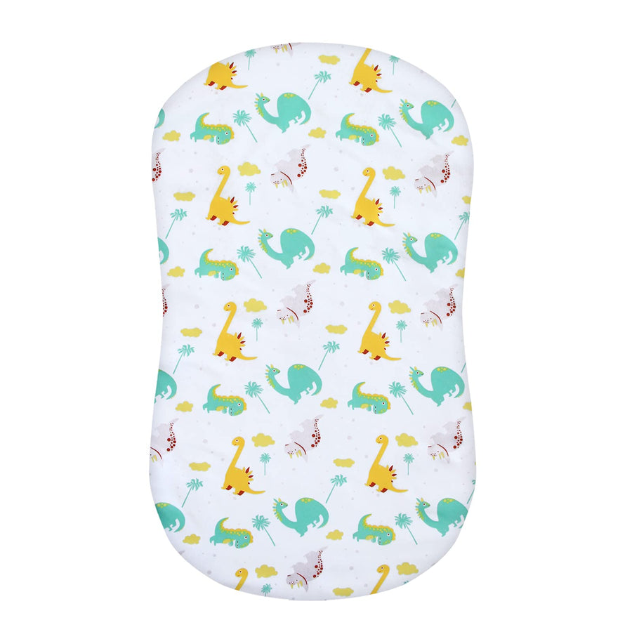 Bassinet Sheet Dinosaur, 33 X 17 Flexible for Different Cradle and Bassinet Mattress, Soft Breathable Universal Sheet for Rectangle, Oval, Hourglass Bassinet Mattress