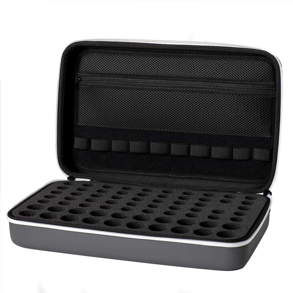 Essential Oil Carrying Organize Storage Case for 70 bottles 5/10/15/30 mL with Top Labels and Bottle Opener, Gray