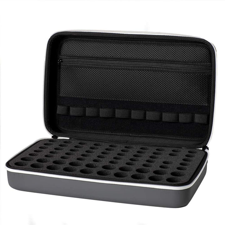 Essential Oil Carrying Organize Storage Case for 70 bottles 5/10/15/30 mL with Top Labels and Bottle Opener, Gray