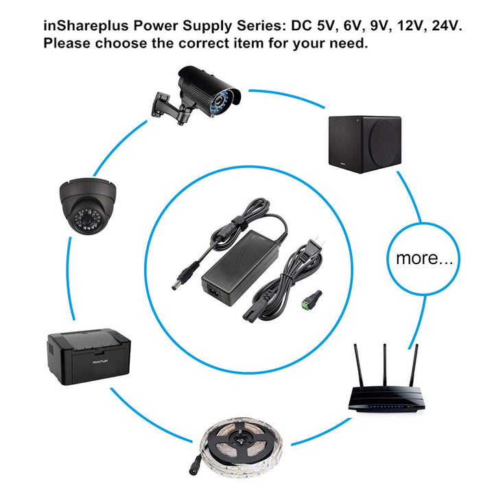 6V Low Voltage Power Supply, Transformer, Power Adapter, DC 6V 1A, 6 Watt Max, AC 100-240V to DC 6V, with 5.5/2.1 DC Female Barrel Connector