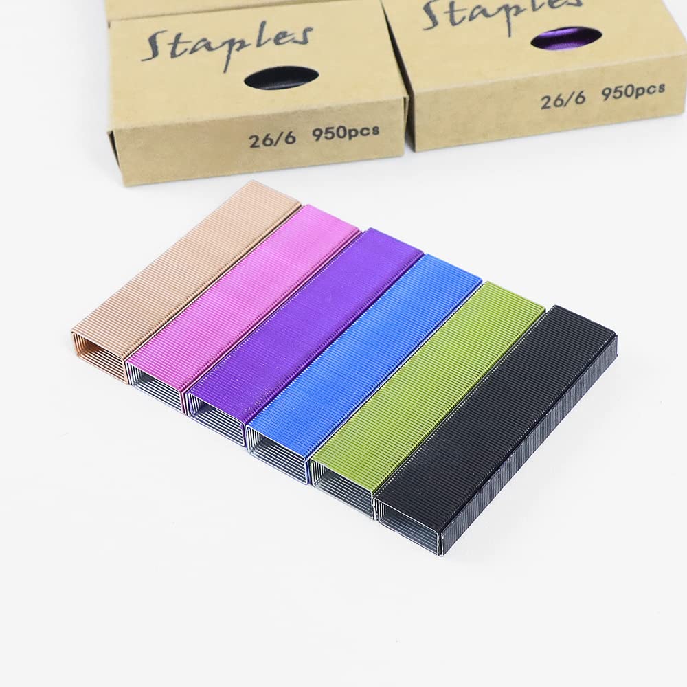 Mixed 26/6 Standard Staple Set 12mm Width 950/Box 6 Boxes/Pack 5700 Count Staples for Office School Home Stapler Stapling Refills (6 Boxes Mixed)