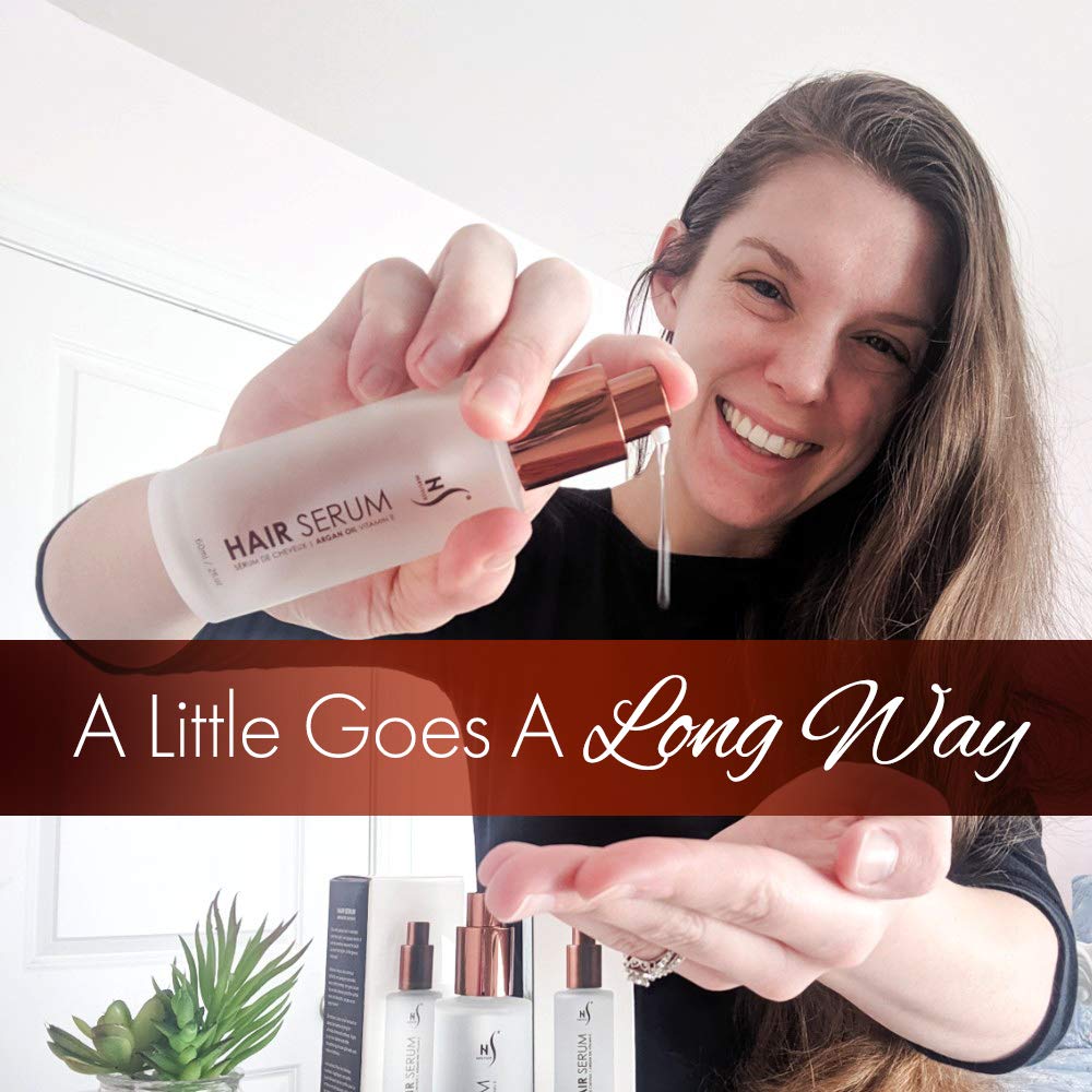 Hair Repair Serum - Argan Oil Hair Serum for Frizz Control, Shine and Straightening - Serum for Hair with Vitamin E and Aloe Vera - 2 Fl. Oz. / 60 Ml