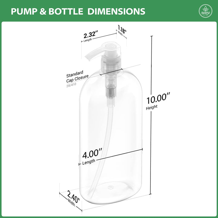 Empty Shampoo Bottles with Pumps Dispenser 32 oz (1 Liter) Leak-Proof Large Empty Refillable BPA-Free 2-Pack