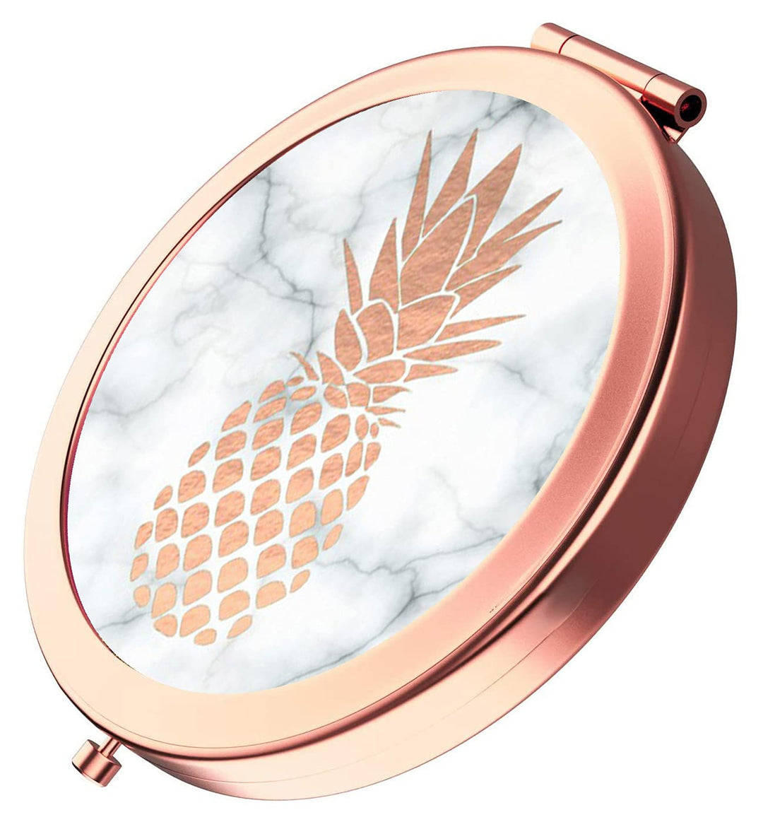 Magnifying Compact Cosmetic Mirror 2.75 Inch Round Pocket Makeup Mirror Folding Handheld Travel Makeup Mirror - Pineapple