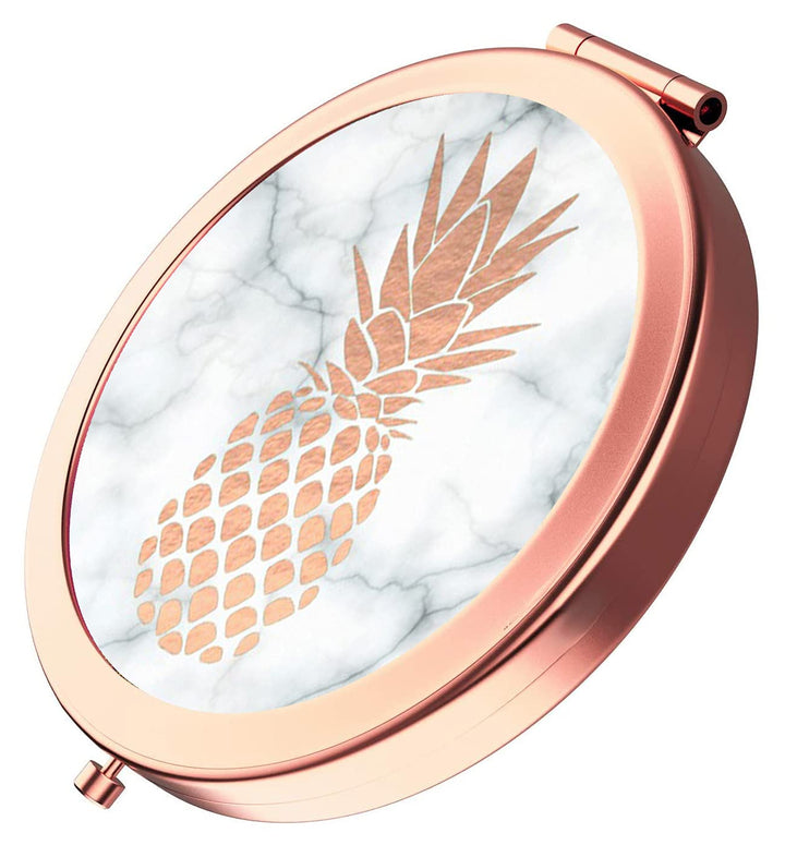 Magnifying Compact Cosmetic Mirror 2.75 Inch Round Pocket Makeup Mirror Folding Handheld Travel Makeup Mirror - Pineapple