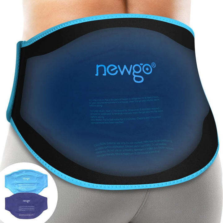 Gel Ice Pack for Back Injuries and Pain Relief, 2 Pack Lower Back Ice Pack Wrap for Hot Cold Therapy, Lumbar Surgery, Sciatica, Herniated Disc, Coccyx Tailbone Pain - Black