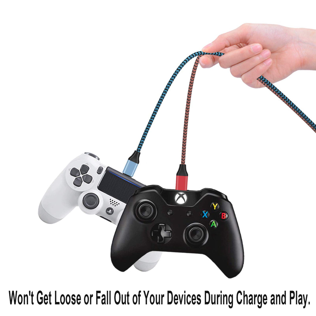 Cable 2Pack 10ft Extra for PS4 Controller Charger Durable Nylon Braided Micro USB Fast Charging Cord Compatible with PlayStation 4,Xbox One S/X Controller,Samsung Galaxy S7 S6,J7 J3 Note 5 4 and More