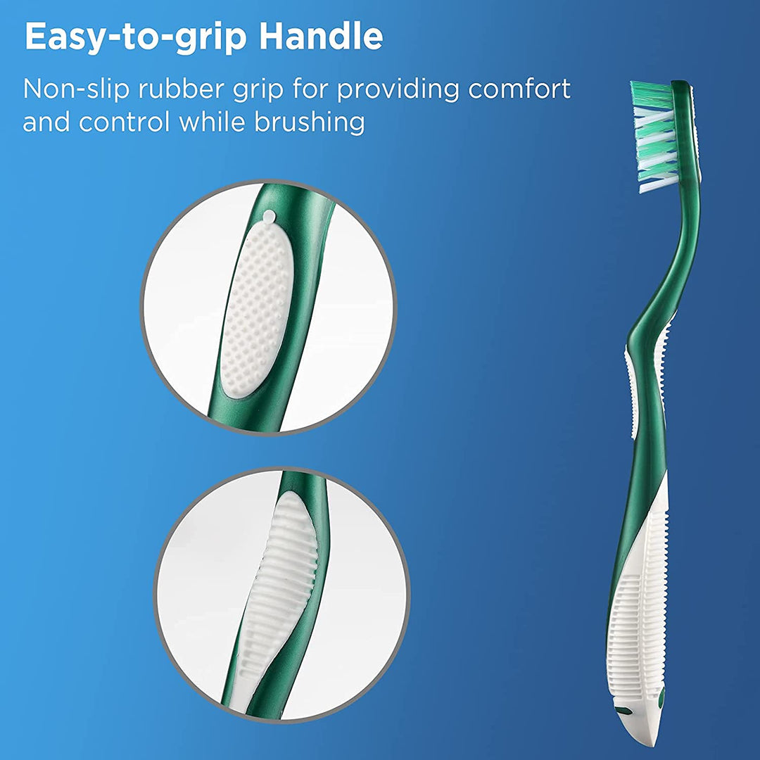 Firm Toothbrushes for Adults, Cross Hard Bristles, 6 Count