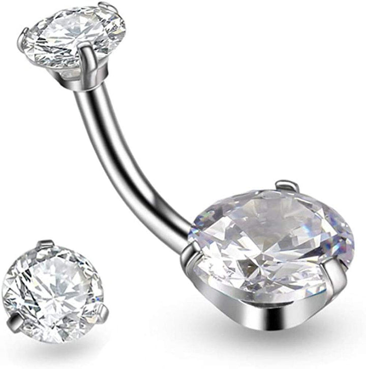 14G Belly Button Ring with 316L Steel Piercing Needles and Clamp Belly Kit
