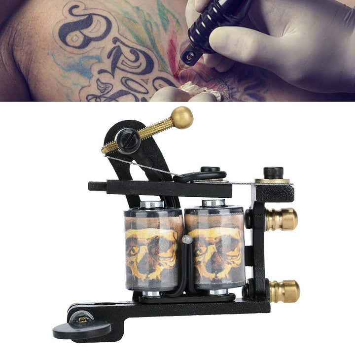 Coil Tattoo Machine, Tattoo Shader Machine, Professional Tattooist Shader Tattoo Machine Liner Shader Gun 10 Wrap Copper Coils Coloring Coating Tool Coils Tattoo Machine Liner & Shader
