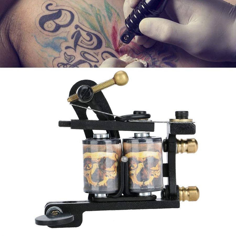 Coil Tattoo Machine, Tattoo Shader Machine, Professional Tattooist Shader Tattoo Machine Liner Shader Gun 10 Wrap Copper Coils Coloring Coating Tool Coils Tattoo Machine Liner & Shader