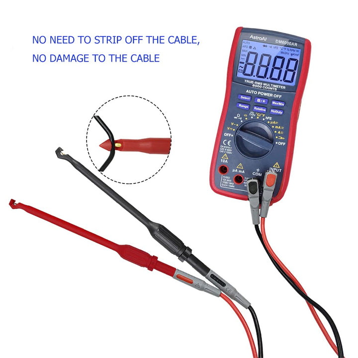 Multimeter Automotive Test Leads Kit with Insulation Wire Piercing Probe Set for 4mm Banana Extended Test Cable