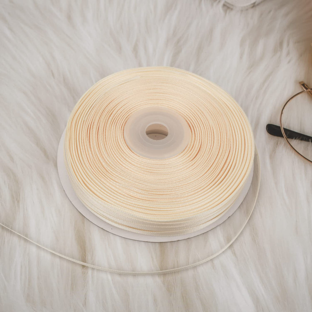 1/8 inch Ribbon 100 Yards Double Face Satin Ribbon for DIY Gift Packaging Party Wedding Flowers, Hair Bows, Handicrafts, Sewing Christmas Wedding Baby Shower Decoration(Ivory White)