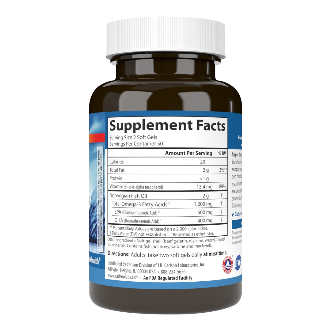 - Super Omega-3 Gems, 1200 mg Omega-3s, with EPA and DHA, Wild Caught Norwegian Fish Oil Supplement, Sustainably Sourced Fish Oil Capsules, Omega 3 Supplements, 100 Softgels