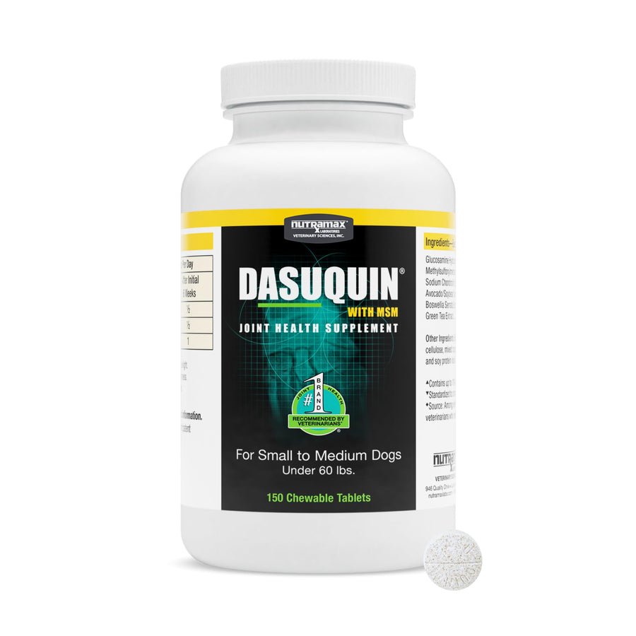 Nutramax Dasuquin with MSM Joint Health Supplement for Small to Medium Dogs - With Glucosamine, MSM, Chondroitin, ASU, Boswellia Serrata Extract, and Green Tea Extract, 150 Chewable Tablets