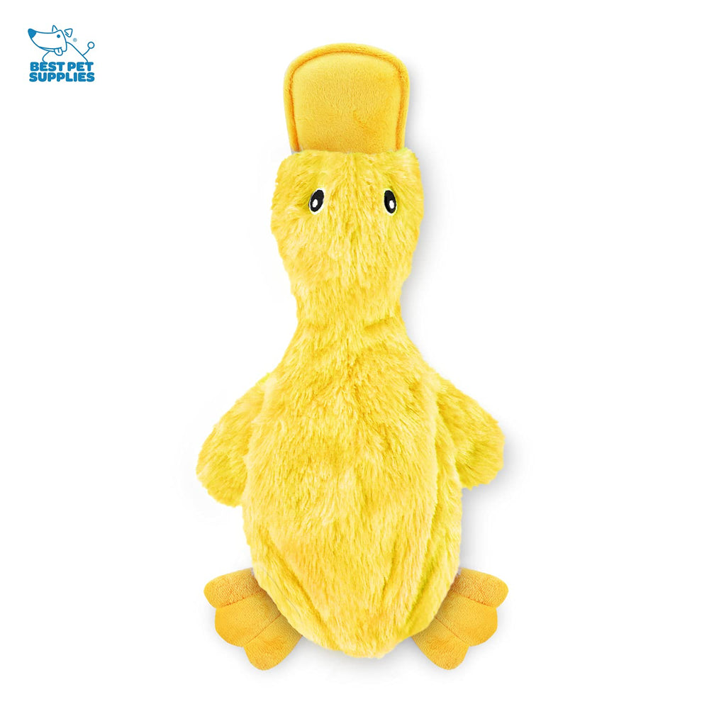 Crinkle Dog Toy for Small, Medium, and Large Breeds, Cute No Stuffing Duck with Soft Squeaker, Fun for Indoor Puppies and Senior Pups, Plush No Mess Chew and Play - Yellow
