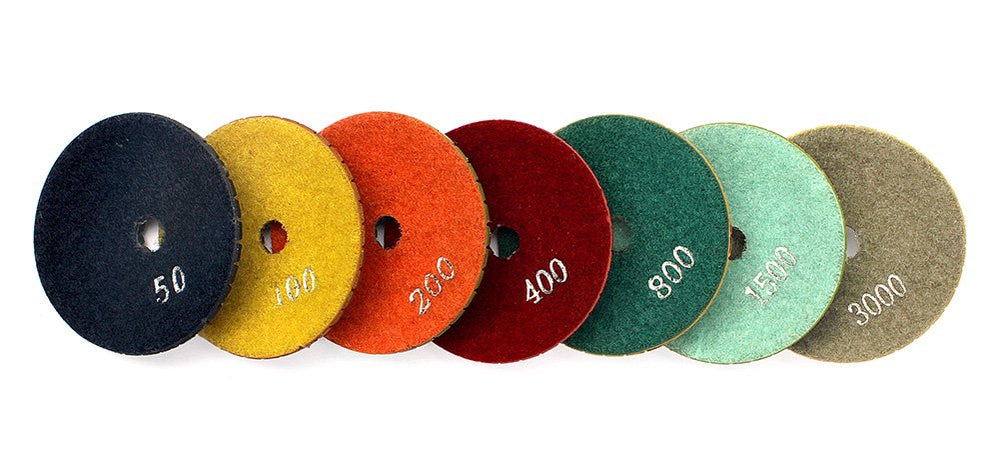 3 Diamond Convex Polishing Pad with 5/8-11 Thread Backer Pad Convex Disc for Marble Granite