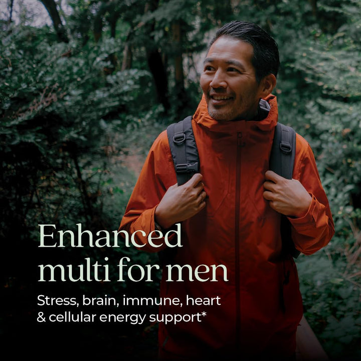 Men's Multivitamin Advanced Formula for Stress, Brain, Immune, Heart & Energy Support, Higher Levels of Whole-Food Fermented Essential Nutrients for Men + Selenium + B Vitamins, 72 ct