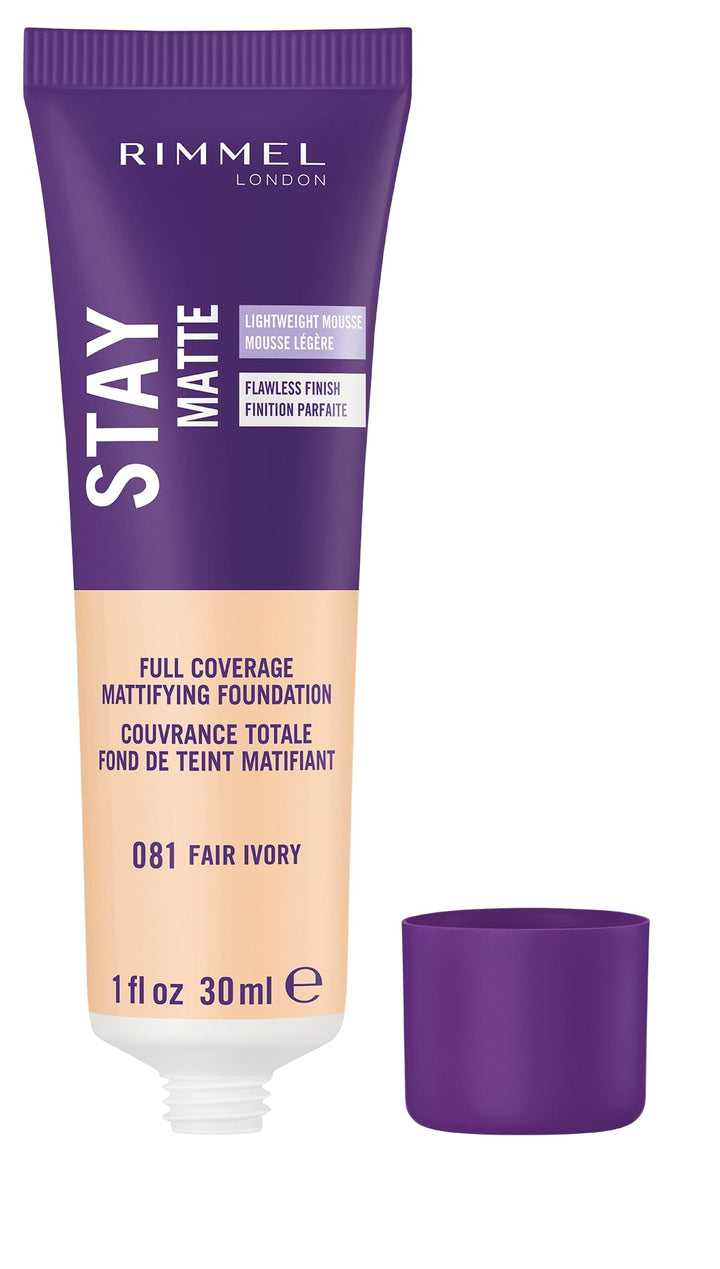 London Stay Matte Liquid Mousse - 081 Fair Ivory - Foundation, Lightweight, Shine Control, Oil-Free, 1oz