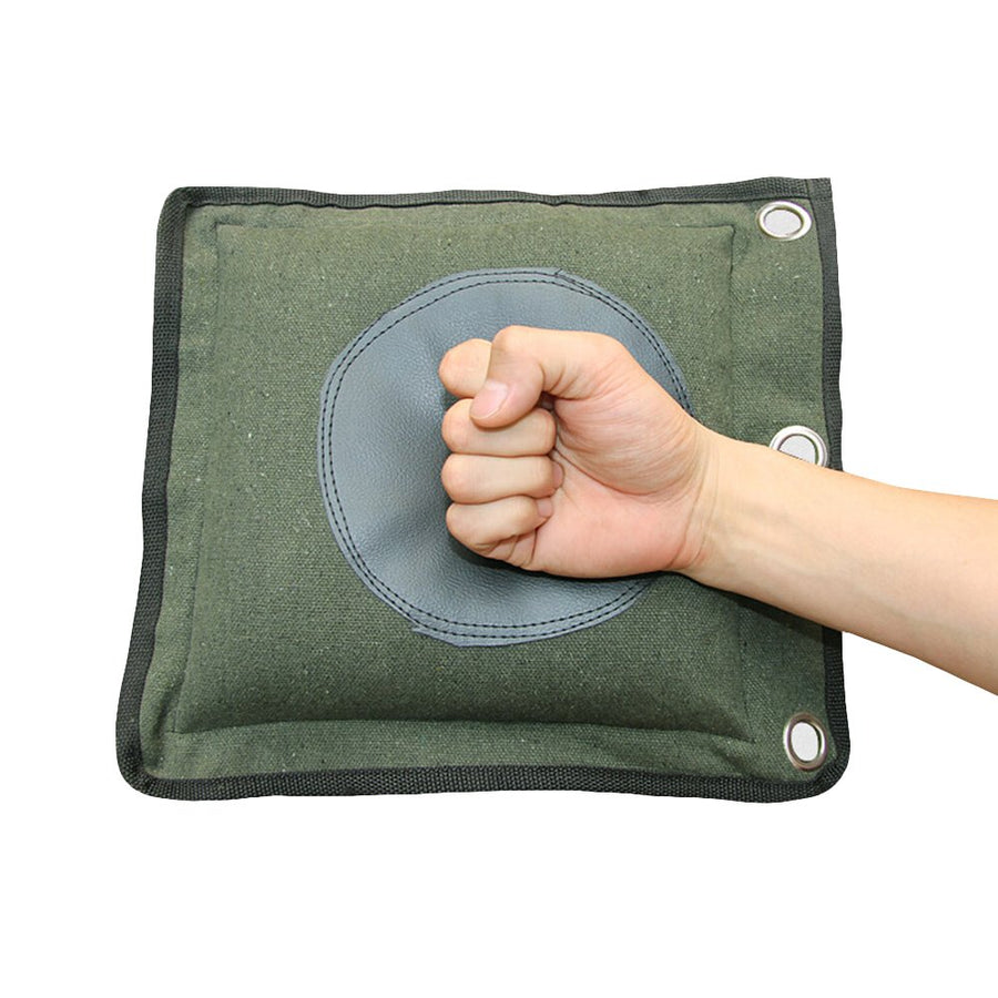 Wing Chun Kung Fu Wall Bag Canvas Leather Kick Boxing Striking Punch Bag (Leather Army Green)