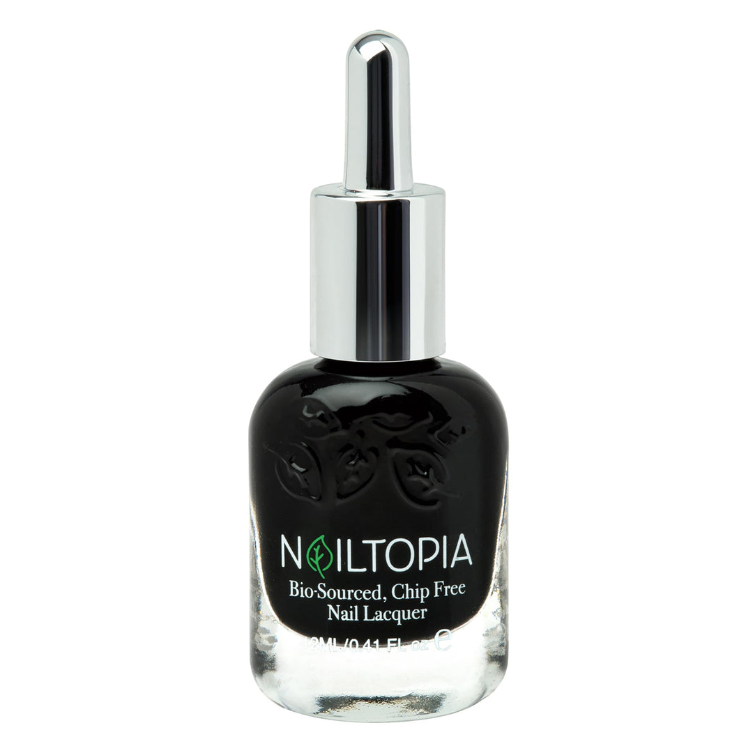 - Plant-Based Chip Free Nail Lacquer - Non Toxic, Bio-Sourced, Long-Lasting, Strengthening Polish - Respect (Black) - 0.41oz
