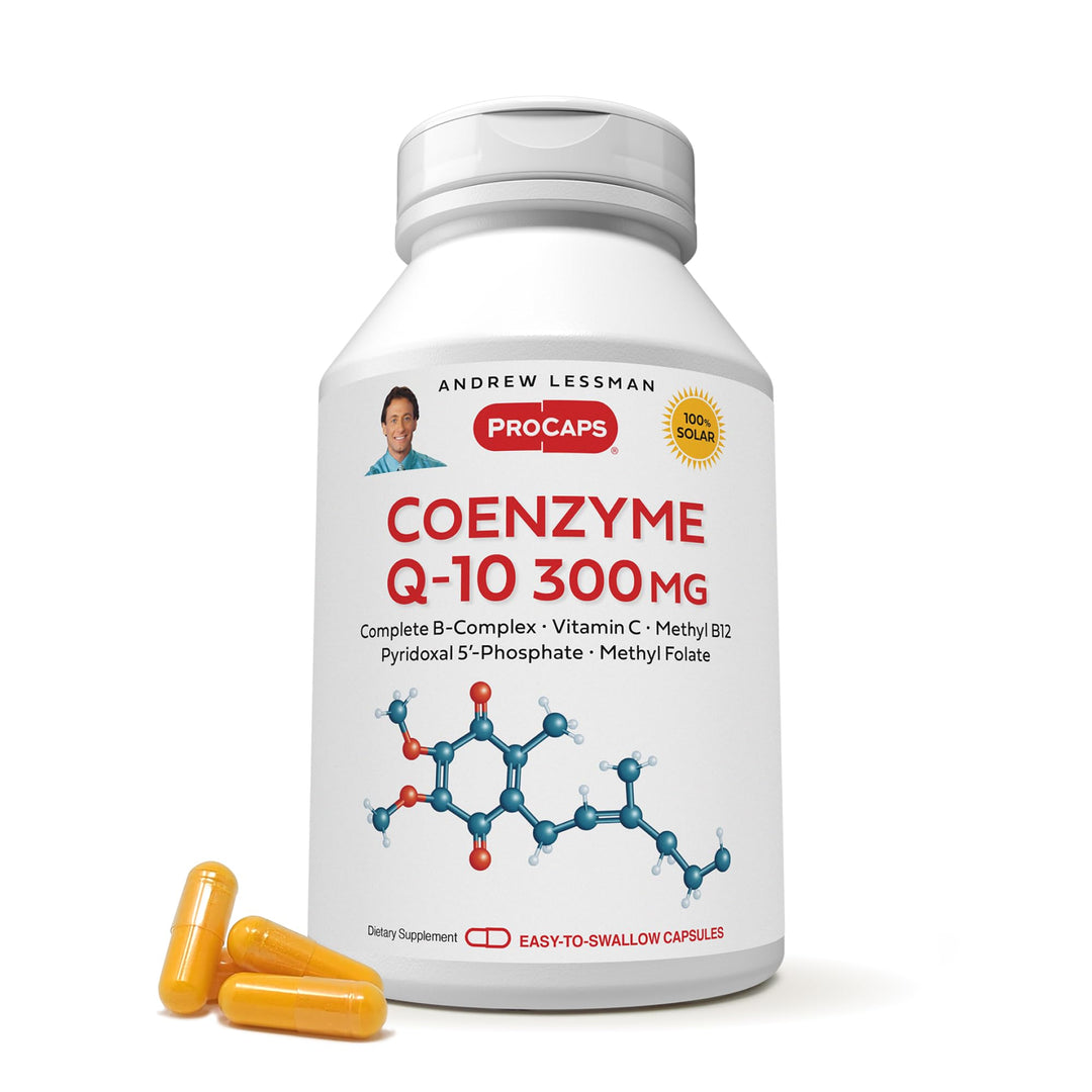 Coenzyme Q-10 300 mg 60 Capsules - Essential for Energy Production and Optimum Key Organ Function, Anti-Oxidant Support, Depleted by Aging, Plus B-Complex. Easy to Swallow Capsules