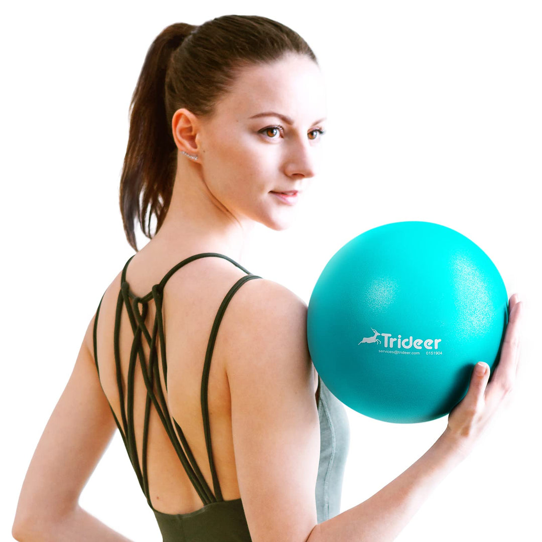 Pilates Ball 9 Inch Core Ball, Small Exercise Ball with Exercise Guide Barre Ball Mini Yoga Ball for Pilates, Yoga, Core Training, Physical Therapy, Balance, Stability, Stretching (Turkis)