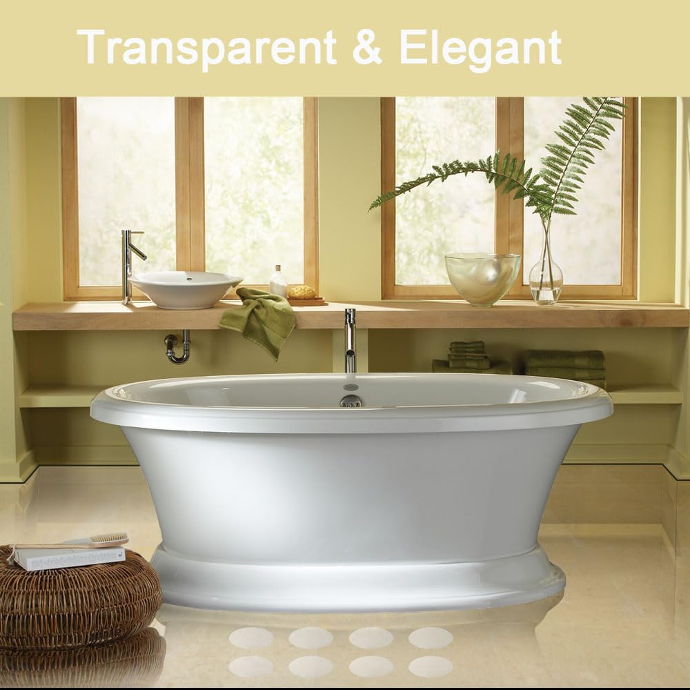 Bath Tub Stickers, Non Slip Bathtub Treads, Anti Slip Shower Sticker, Safety Discs Decals Tape for Slippery Tubs Showeroom Floor Stairs(Slip Resistant Decals, Clear, 3.2 x 24 Pack)