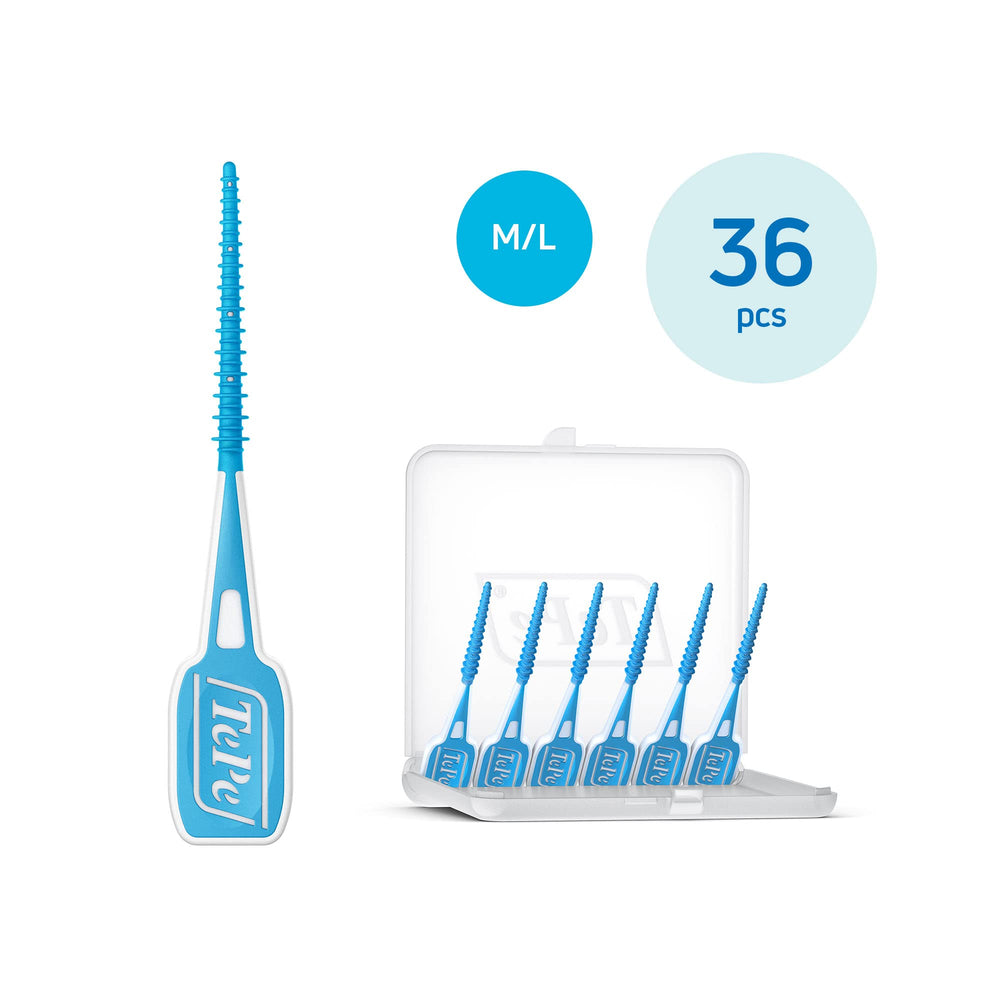 TePe EASY PICK Blue M/L 36 Pack, Travel Case Included - Recommended by Dentists for Best Oral Health, Healthy Mouth & Gums Between Dental Visits, Prevent Bad Breath and Periodontal Disease