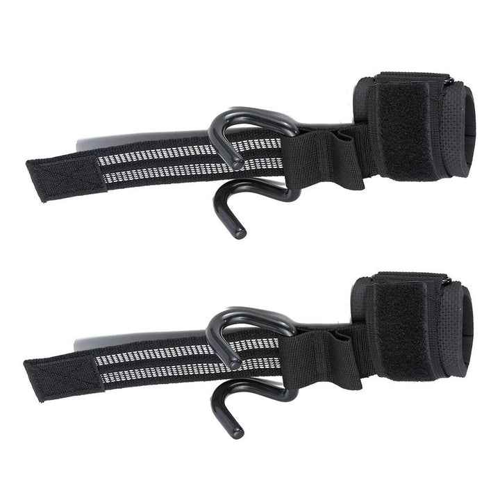 Heavy Duty Strap with pro Metal Lifting Steel Hooks Improves Grip for Weightlifting, Powerlifting, Bodybuilding & Deadlift - Neoprene Padded Wrist Wraps Provides Support for Men & Women