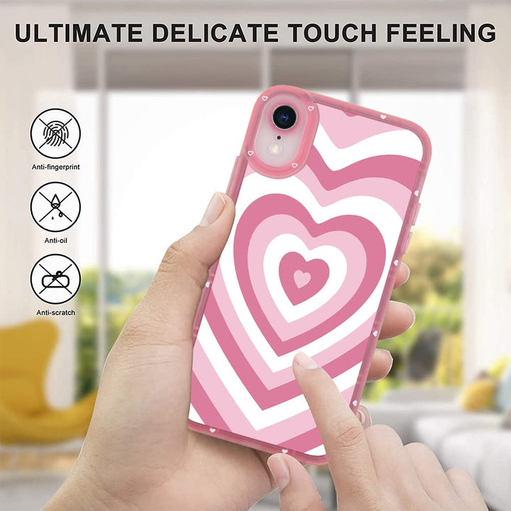 Soft Case for iPhone XR All Round Shock Absorption Protection Flexible TPU Cover with Pink Heart Design Anti-Scratch Slim iPhone XR Case for Women Girls - Pink
