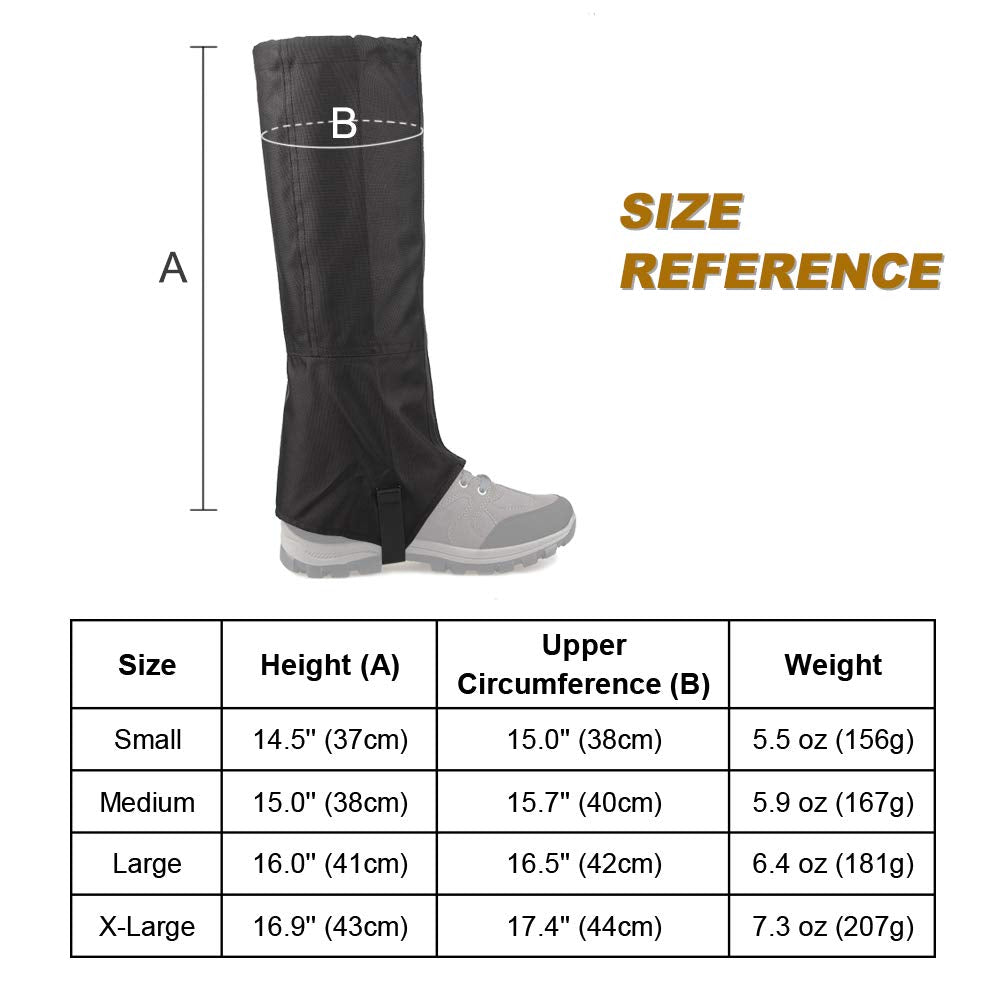 Leg Gaiters Hiking Snow Boot Gaiter Outdoor Waterproof Gaiters Shoes Cover Oxford Fabric (Gray, Large)