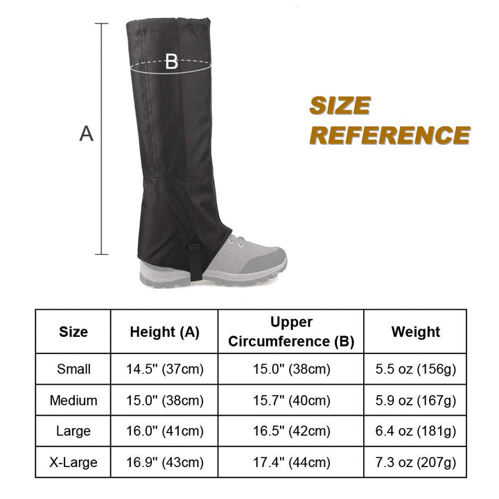Leg Gaiters Hiking Snow Boot Gaiter Outdoor Waterproof Gaiters Shoes Cover Oxford Fabric (Gray, Large)