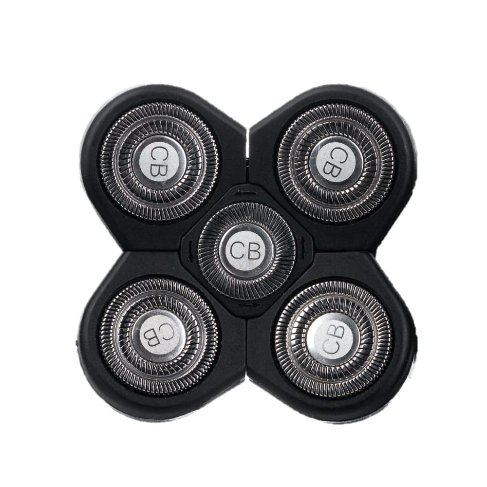 Replacement Shaver Head, Universal Rotary Wet & Dry 5-Blade Head for Coarse Hair Head/Skull, Face, Body, Arms, Legs, Back, Chest, Men & Women, 1 Unit
