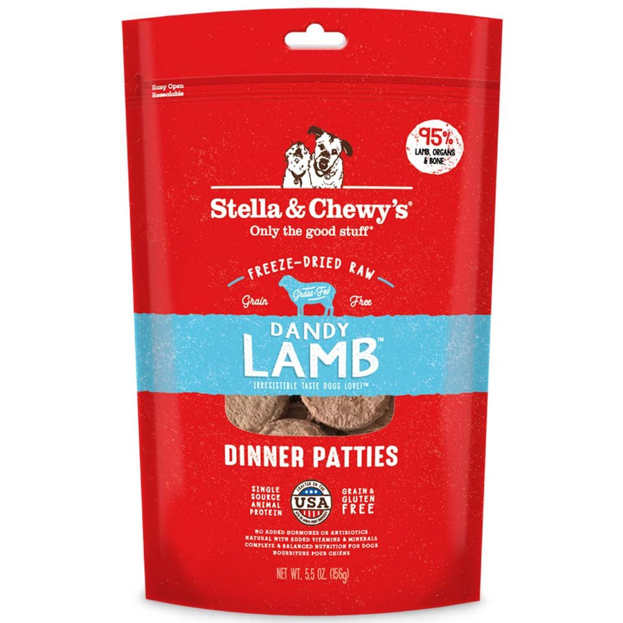 Freeze Dried Raw Dinner Patties – Grain Free Dog Food, Protein Rich Dandy Lamb Recipe – 5.5 oz Bag