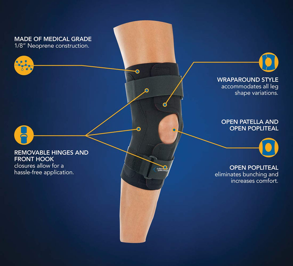 Wraparound Hinged Knee Brace, Medium, Black