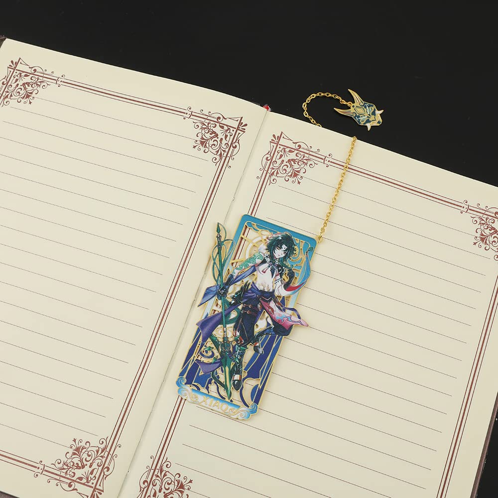 Genshin Xiao Metal Bookmark - Hot Game Genshin Anime Figure Xiao Unique Bookmarks for Men Women Girls Book Lovers Readers