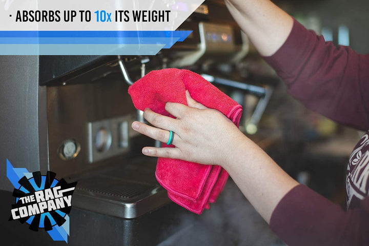 (12-Pack) **SPECIAL SALE** 16 x 16 Professional Grade All-Purpose Microfiber Cleaning Towel - THE RAG COMPANY (Red)