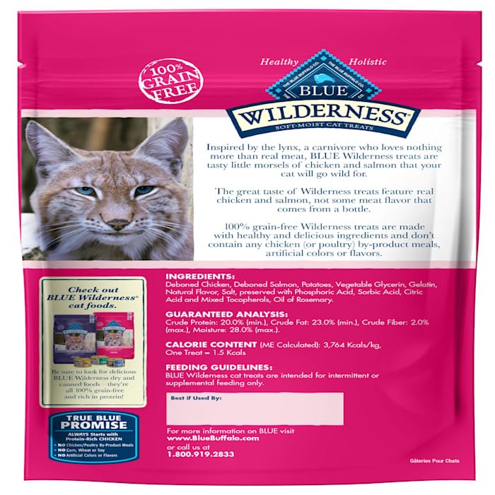 Wilderness Grain Free Soft-Moist Cat Treats, Chicken & Salmon 8-oz Bag