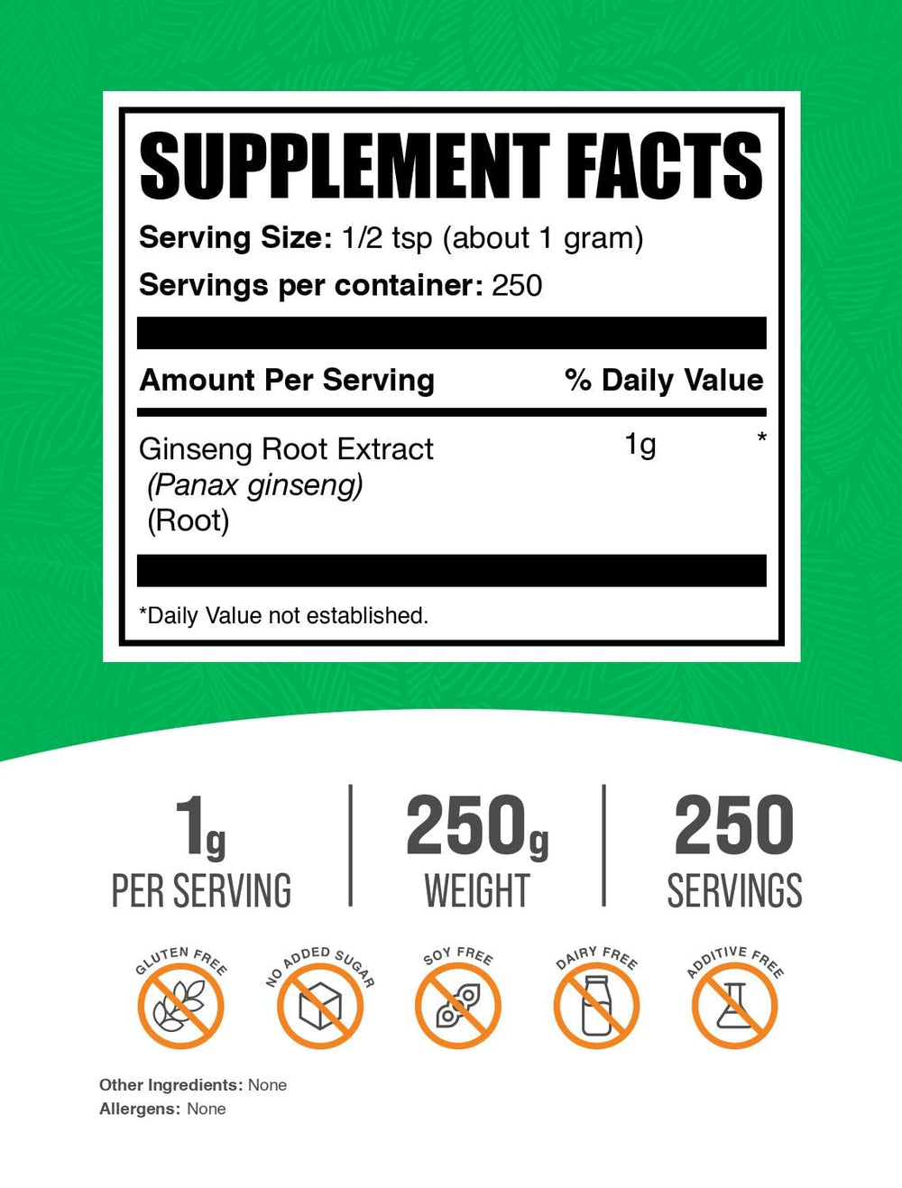 .com Ginseng Root Extract Powder - Panax Ginseng Supplement, Herbal Supplement - Vegan & Gluten Free, 1g per Serving, 250g (8.8 oz) (Pack of 1)