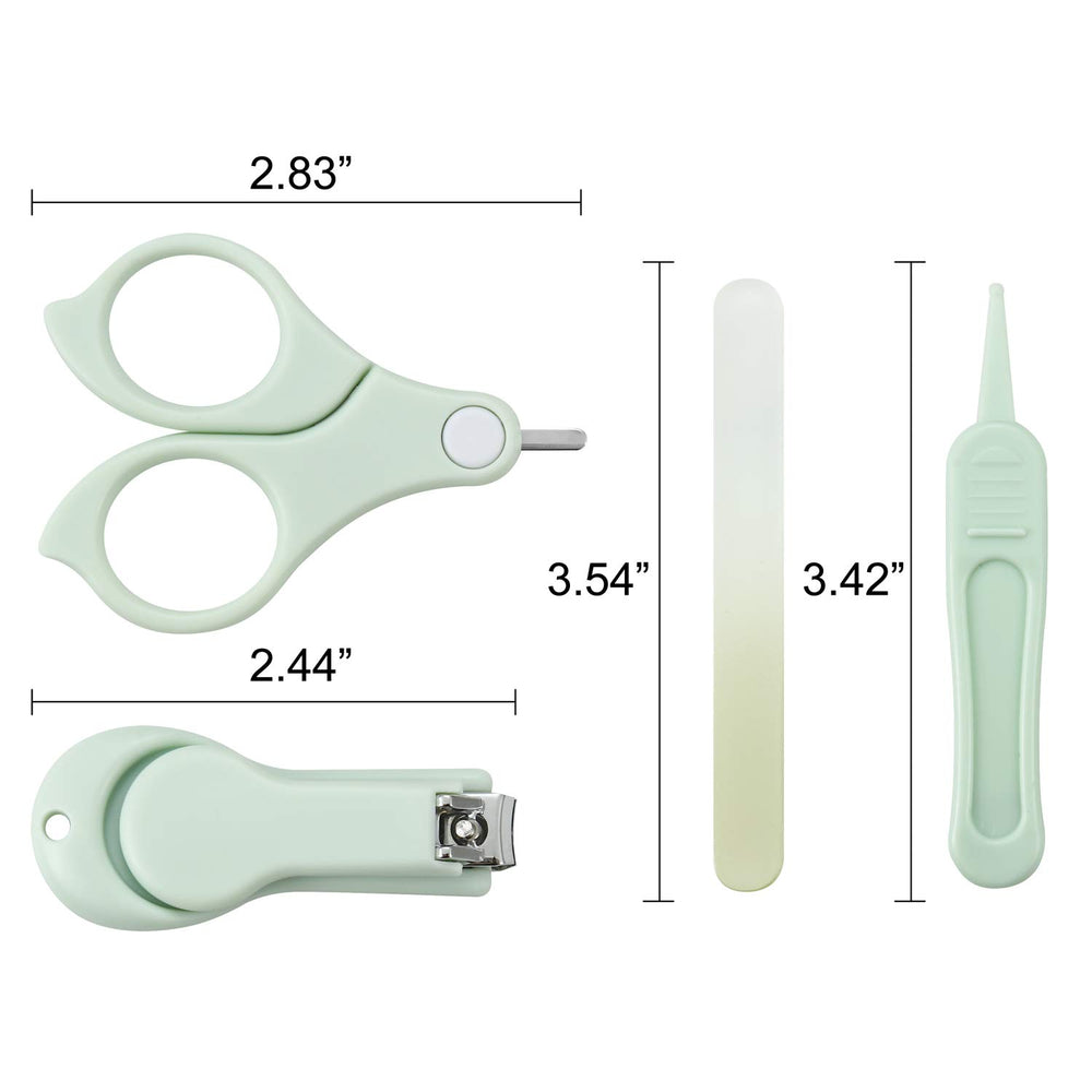 Baby Nail Manicure Pedicure Grooming Care Kit (4 Pack)| Clippers Scissors File Tweezers | Newborn Infant Toddler Kids (Blue)|1 Months Plus